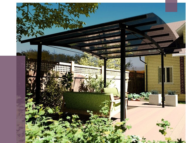 Навесы для террасы в Грозном от 13083 руб. под ключ | ПРОЛЁТ-Грз