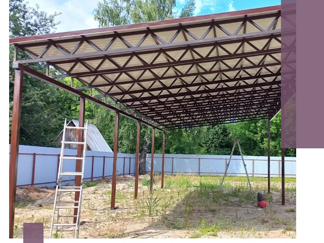 Односкатные навесы под ключ в Грозном — изготовление и монтаж