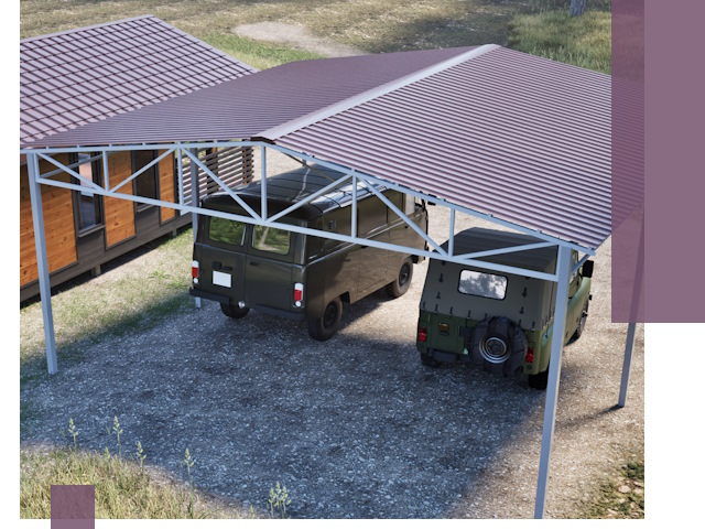 Двускатные навесы под ключ в Грозном — изготовление и монтаж