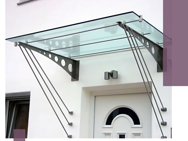 Козырьки над входом под ключ в Грозном — изготовление и монтаж