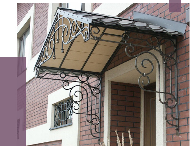 Двускатные козырьки в Грозном под ключ от 12826 руб.